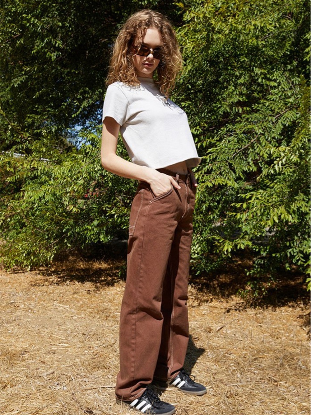 Brandy Melville John Galt Brown Carpenter Pants - Size S - Adjustable Waist - Picture 4 of 11